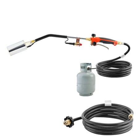 KFFKFF Propane Torch Weed Burner, 1,800,000 BTU Output with 10 ft Hose, Portable Blow Torch with Adjustable Flame, Turbo Trigger, Auto Igniter, for Clearing Weeds, Snow Ice Road