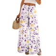 thumbnail image 2 of TRUBKH boho pants for women High Waist Wide Leg Pants Floral Solid Long Palazzo Pants Women Summer Print Boho Palazzo Pants High Waist Trousers With Pockets beach pants plus size pants Hot Pink S, 2 of 6