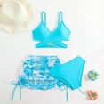 thumbnail image 2 of Splozh Kids Bathing Suits Girls Three Piece Swimsuit Set Comfortable and Breathable Stylish Three Piece with Adjustable Shoulder Straps Sky Blue,11-12 Years, 2 of 3
