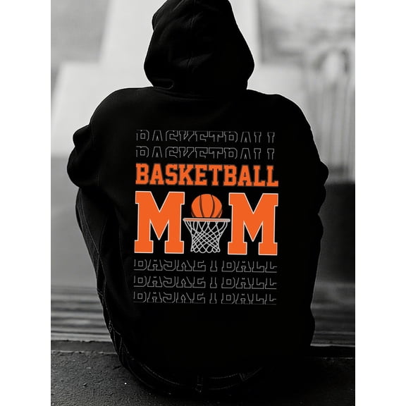 Basketball Mom sweatshirt games men's hoodies black Casual Solid Basic Hooded Sweatshirt Streetwear For Winter Fall, As Gifts funny graphic winter merch fun Basic Unisex hoodie