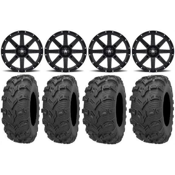 MSA Black Clutch 14" UTV Wheels 26" Bear Claw EVO Tires Kawasaki Teryx Mule