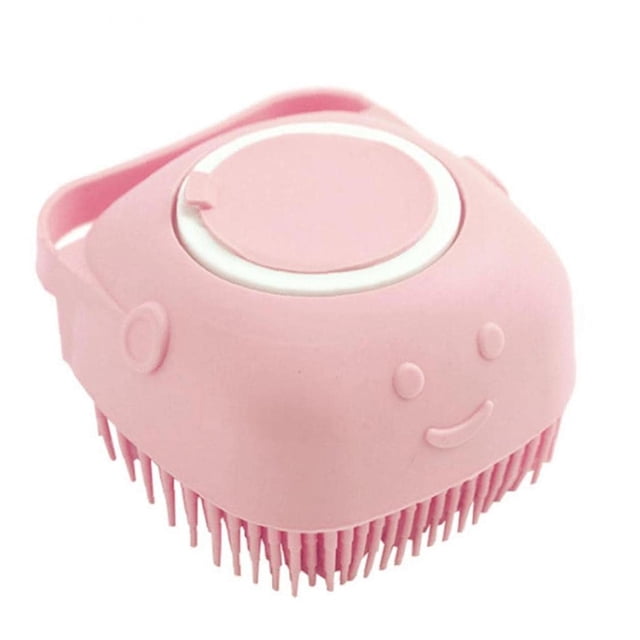 Cepillo de Baño para Mascotas Silicone Shampoo Rosa con Masaje Dispensador para Perro y Gato