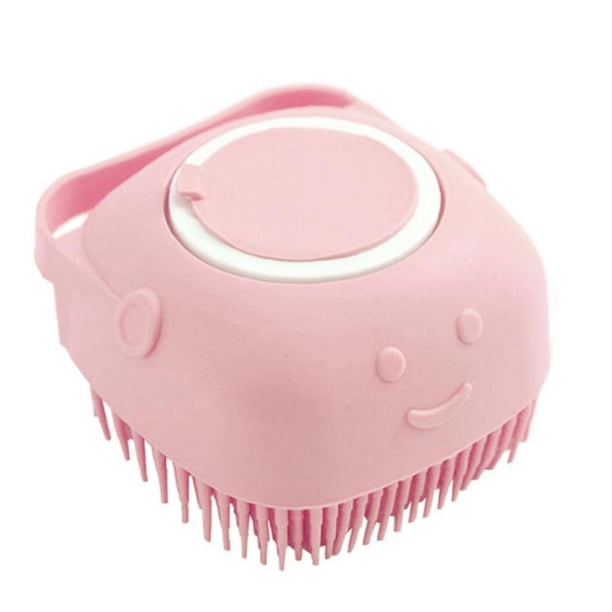 Cepillo de Baño para Mascotas Silicone Shampoo Rosa con Masaje Dispensador para Perro y Gato