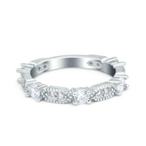 Simulated Cubic Zirconia Size-5 Art Deco Eternity Band Wedding Band Ring Engagement Bridal 925 Sterling Silver