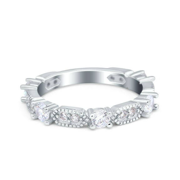 Simulated Cubic Zirconia Size-5 Art Deco Eternity Band Wedding Band Ring Engagement Bridal 925 Sterling Silver