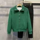 thumbnail image 5 of Ropa de hombre Cárdigan con cuello y cremallera Suéter de punto para hombre Color sólido Verde liso con cremallera Coreano Otoño 2024 Elegante Caliente Viejo X, 5 of 5