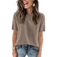 thumbnail image 2 of Womens Short Sleeve Tops Round Neck Knitted Short Sleeve Elegant Lightweight Pullover Summer Tops Short for Women, 2 of 4