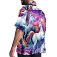 thumbnail image 3 of Robot Unicorn Attack Men's Hawaiian Short Sleeve Printed Button Down Poplin Casual Summer Beach Shirt, Unisex, 3 of 6