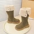 thumbnail image 5 of Miluxas Girls Boots - Classic Winter Retro Side Zipper Snow Boots - Mid Calf Fleece Lined Riding Shoes for Toddlers Little and Big Girls Khaki 2 M(36), 5 of 9