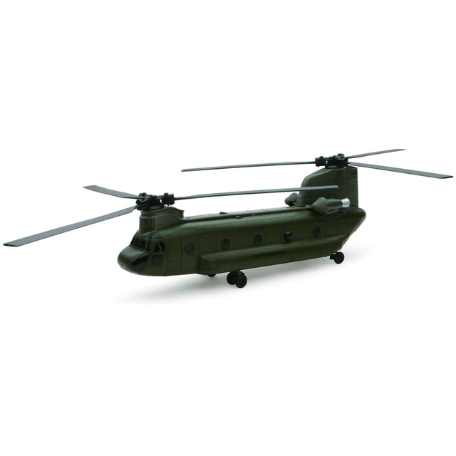Modelo a Escala 1/60 de Avión Boeing CH-47 Chinook del Ejército de Estados Unidos en Verde Oliva, Serie Misión Militar, de New Ray