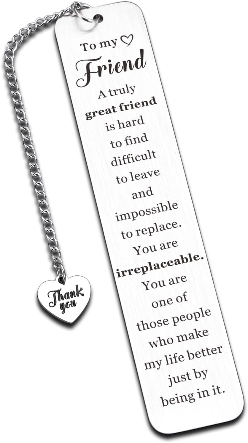 Stainless Steel Bookmark Gift For Best Friend – Engraved 'Friends Are The Family We Choose' – For Birthday, Christmas, Graduation