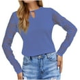 thumbnail image 1 of Plebaso 2025 Womens Tops Lace Long Sleeve Patchwork Tee Shirts Cut-Out Dressy Blouses for Summer Spring, 1 of 3