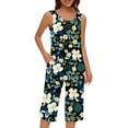 thumbnail image 3 of Ofertas en Walmart! QATAINLAV Pajamas Sets for Women Sleeveless Tank Top and Capri Pants with Pockets 2 Piece Outfits Soft Comfy Sleepwear Lounge Set Black XL, 3 of 8