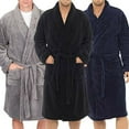 thumbnail image 5 of Men Long Sleepwear Robes Shawl Collar Fleece Bathrobe Spa Gown Kimono Pajamas, 5 of 5