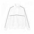 thumbnail image 2 of ClodeEU Women's Color Block Stripe Half Zip Collar Long Sleeve Sweatshirt,Casual Loose Pullover Top White,Women's Plus XXL, 2 of 9