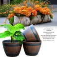 thumbnail image 2 of Imitation Wooden Barrel PP Resin Flower Pot Imitated Wood Planting Barrel, 2 of 8