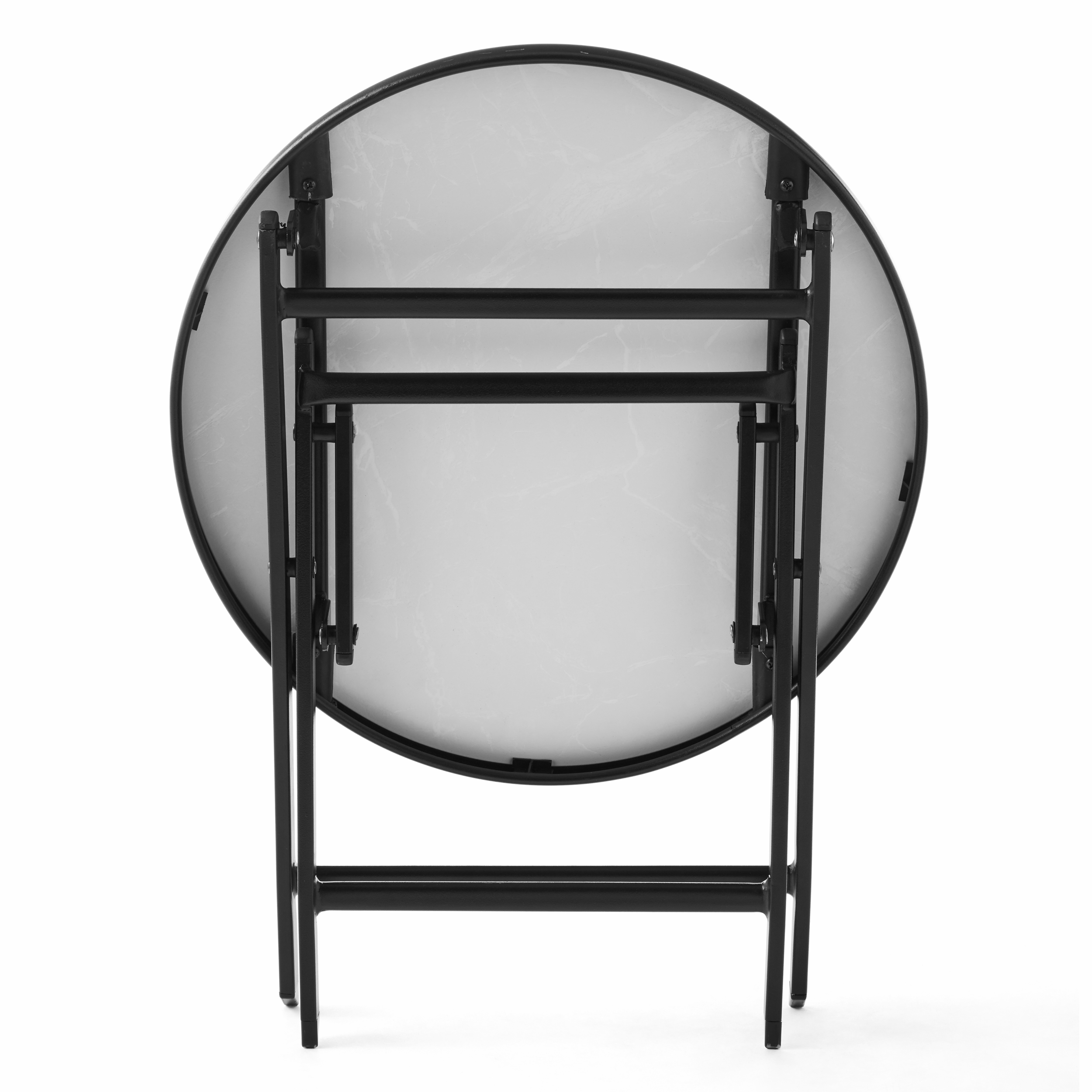 Mainstays 18" Greyson Square White Marble Steel Round Folding Table - image 4 of 7