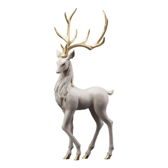 Luxury Reindeer Ornament Collectible Craft Figurine Gifts Deer Model Statue Deer Decoration for Shelf Bedroom Cabinet Desk Office Gold Antler Standing