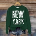 thumbnail image 2 of VBARHMQRT Chandails d'Automne pour Femmes Chandail Décontracté à Col Rond Imprimé Lettres Anglaises New York City, 2 of 3