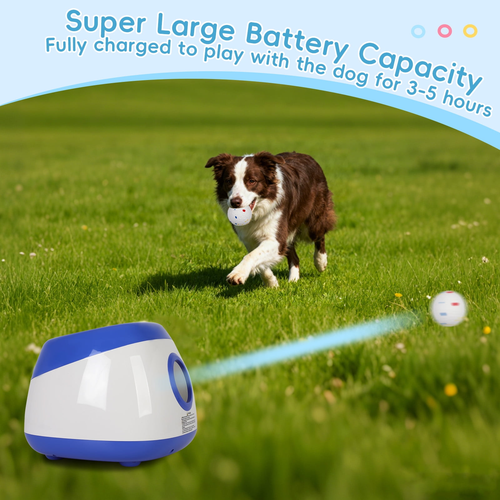 Haosegd Automatic Dog Ball Launcher: Interactive Dog Toy with Remote Control,Rechargable Ball Throwing Machine for Large Dogs,40t/60ft/80ft,8 x 2.5" ETPU Tennis Balls