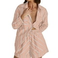 thumbnail image 1 of Wlynlyn Plus Size 2 Piece Outfits for Women Oversized Long Sleeve Shirts High Waist Drawstring Shorts Striped Tracksuits Set S-4XL, 1 of 7