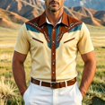 thumbnail image 2 of SRZYMJ Western Shirts for Men Cowboy Pearl Snap Short Sleeve Embroidered Country Shirts Casual Work Slim Fit Button Down Outfits, 2 of 4