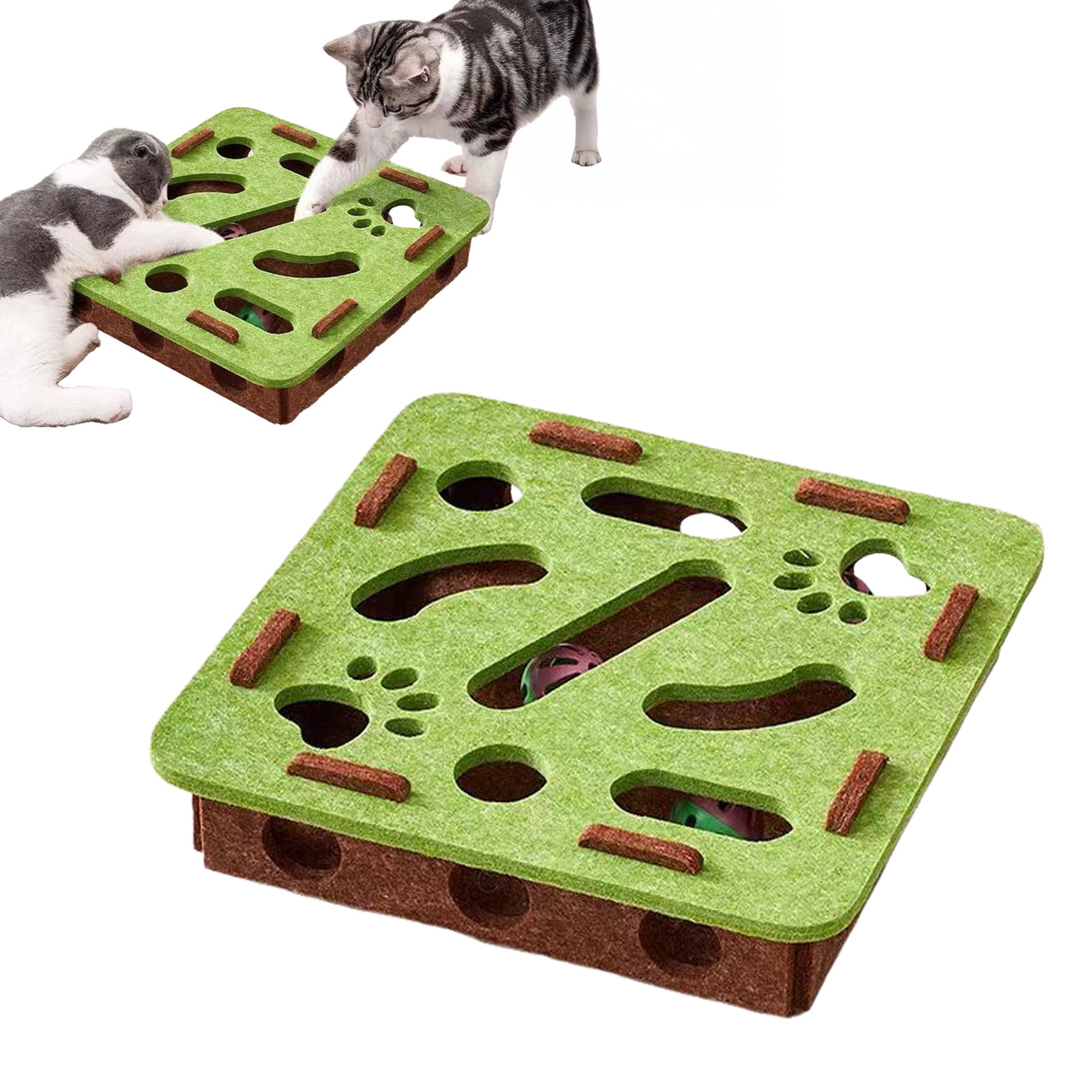 YIFAEUX Cat Scratch Enrichment Box Interactive Felt Scratch Toy Fun Maze Box Cat Puzzle Toy with Bell Balls for Indoor Cats Scratching Mental Stimulation