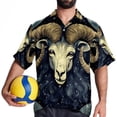 thumbnail image 4 of Aries Constellation Men's Short Sleeve Hawaiian Beach Poplin Shirt Casual Printed Button Down Summer Unisex Shirt, 4 of 6