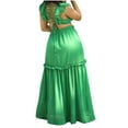thumbnail image 6 of Usmixi Summer Dresses for Women Sexy Hollow out Ruffle Layer Flowy Swing A Line Long Dresses 2023 Sleeveless V-Neck Solid Maxi Formal Dress Green l, 6 of 6