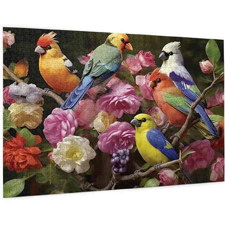Puzzles for adults 1000 pieces jigsaw puzzles Garden flowers colorful Birds Formation wooden Wall Art Pictures for Living Room Props Toys