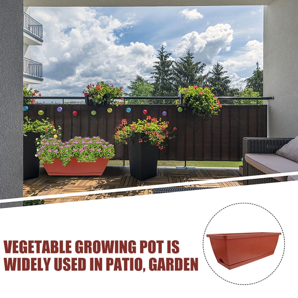 WHAMVOX  4 Sets Rectangular Planting Trough Planters Large Garden Flower Pots Red