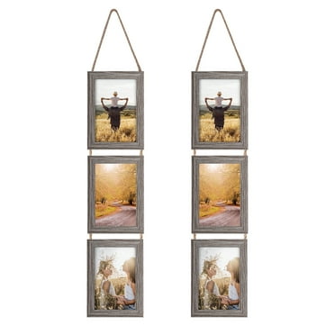 Giftgarden 4x6 Collage Hanging Triple Picture Frames Set, Rustic 6 Opening Vertical Frame for Wall Decor