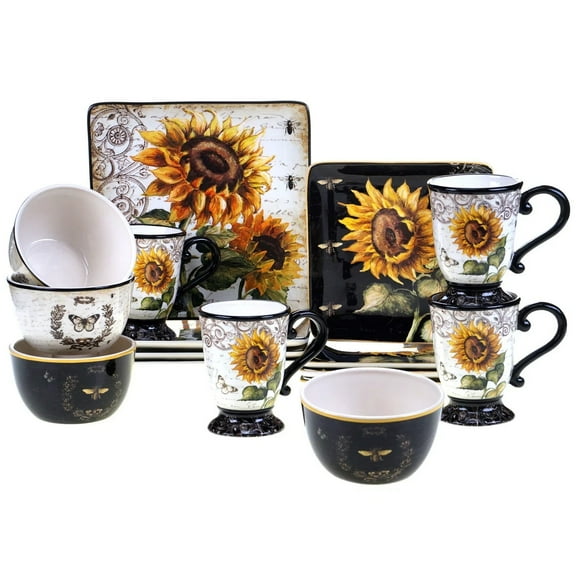 Certified International French Sunflowers 16-Piece Dinnerware Set Service for 4