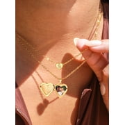 U7 Gold Plated Flower Grain Pendant Heart Locket Necklace for Women Daughter Mothers Day Valentine Personalized Memorial Gift Custom Love Heart Necklaces