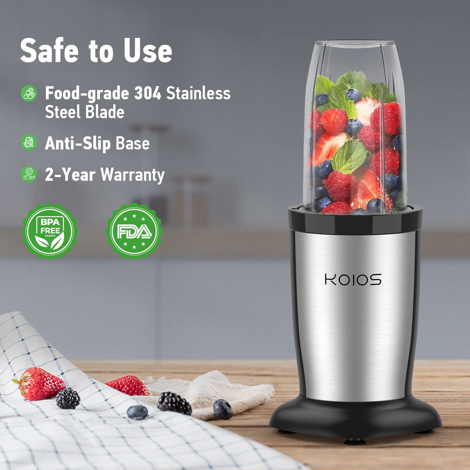 KOIOS 850W Bullet Personal Blender for Shakes and Smoothies 11 Pieces Set  NEW US