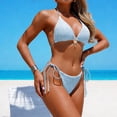 thumbnail image 4 of Maqroz Triangle Bikini Set for Women Adjustable Tie Side Two Piece Swimsuit Padded Bra Beachwear Trendy Summer Pool Party Vacation Solid Beachwear, 4 of 8