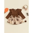 thumbnail image 2 of Suealasg Baby Girls Thanksgiving Outfit 3 6 9 12 18 Months Infant Girls Long Sleeve Turkey Pumpkin Print Romper Dress + Headband Set 2Pcs Newborn Girl Fall Clothing, 2 of 7
