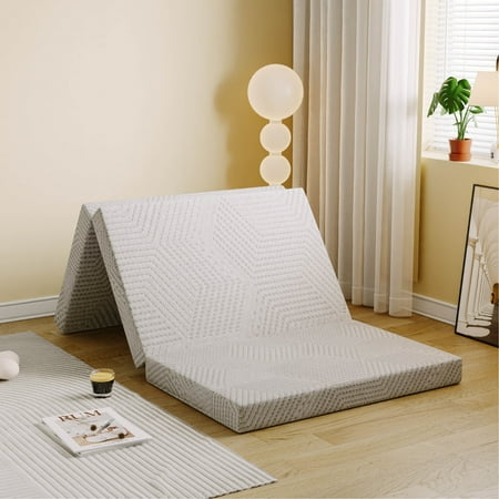 MLILY Ego 4 inch Tri Folding Memory Foam Mattress, Portable Guest Bed, King Size