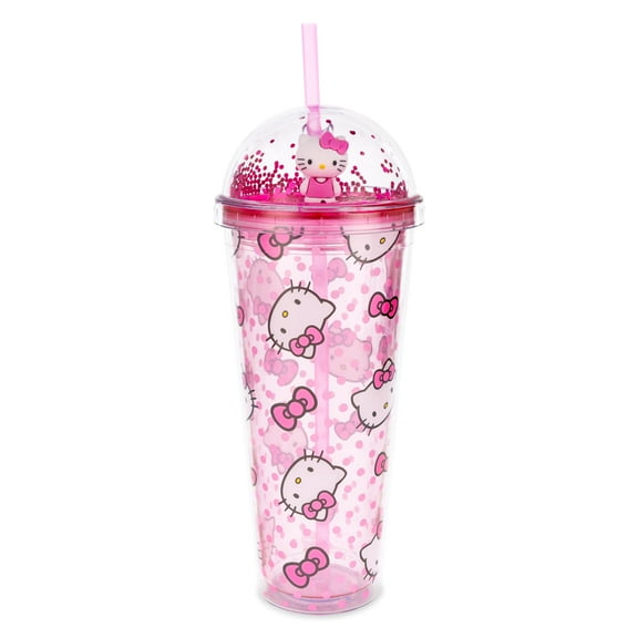 Sanrio Hello Kitty 24-Ounce Confetti Carnival Cup With Dome Lid and Straw