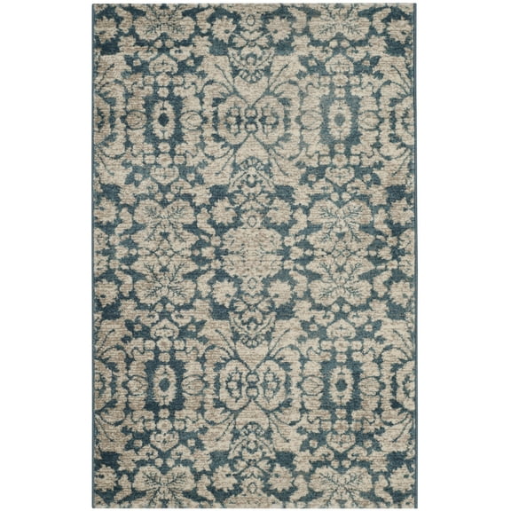 SAFAVIEH Sofia Quintella Damask Area Rug, Blue/Beige, 2' x 3'