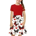 thumbnail image 2 of HOMADLES Summer Short Sleeve Dress for Girls Crewneck Losse, Printed Sundress Red 9 T, 2 of 7