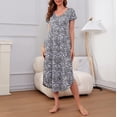 thumbnail image 6 of Richie House Nightgowns Nightdress Women V Neck Print Short Slit Sleepwear S-XXL RHW2895, 6 of 6