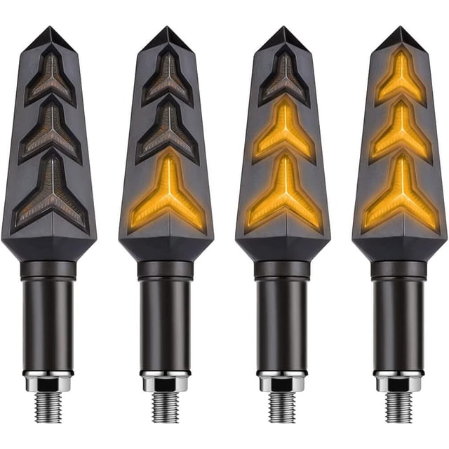 Amdohai 4 Pack Motorcycle Indicator Lights, 12V Super Bright Flowing Turn Signal Brake Daytime Running
