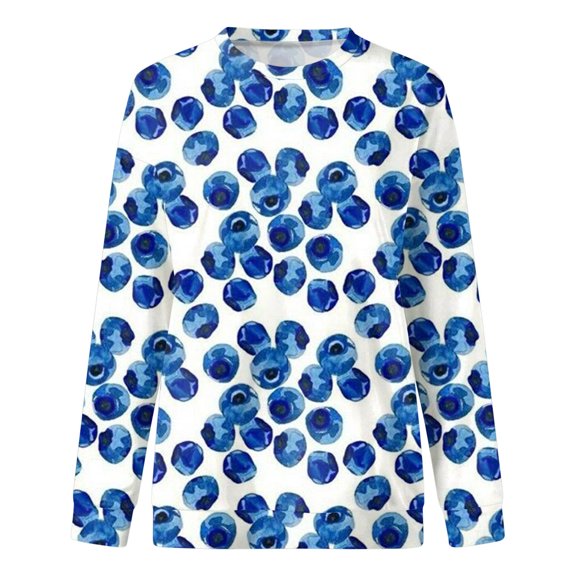 Vedolay T Shirts Hoodies for Women Fall Fashion 2023 Long Sleeve Pullover Tops Casual Crewneck Sweatshirts,Blue M