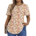 thumbnail image 3 of Fantaslook Blouses for Women Pleated Short Sleeve Tunic Tops Dressy Casual Summer Shirts, 3 of 10