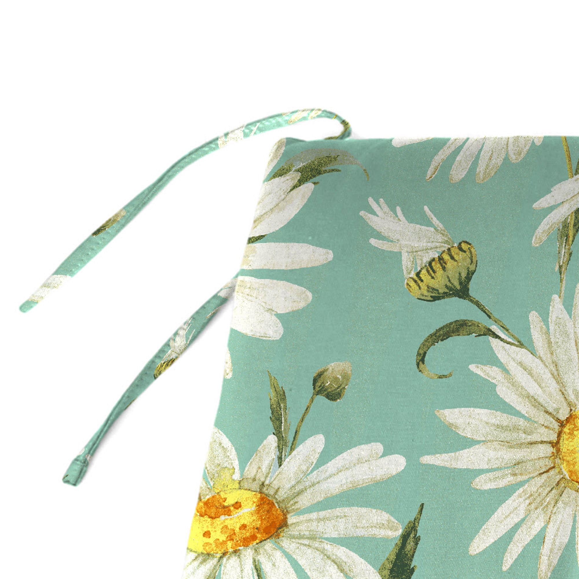 Jordan Manufacturing 47" x 16" Daphne Iceberg Aqua Floral Rectangular Outdoor Settee Swing Bench Cushion with Ties