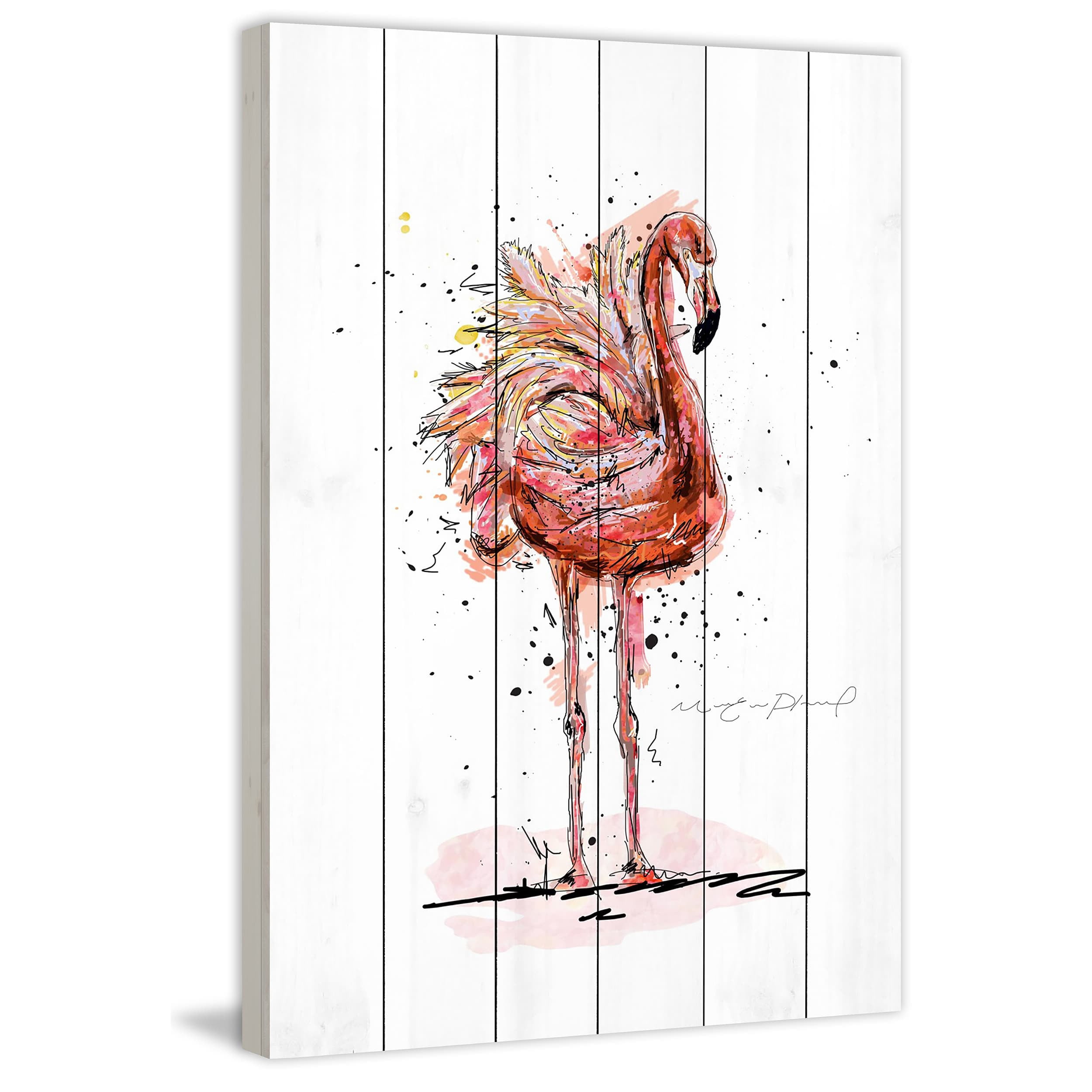 Marmont Hill "Flamand" By Marie-Eve Pharand Painting Art Print On White Wood, 24.0" x 1.5"
