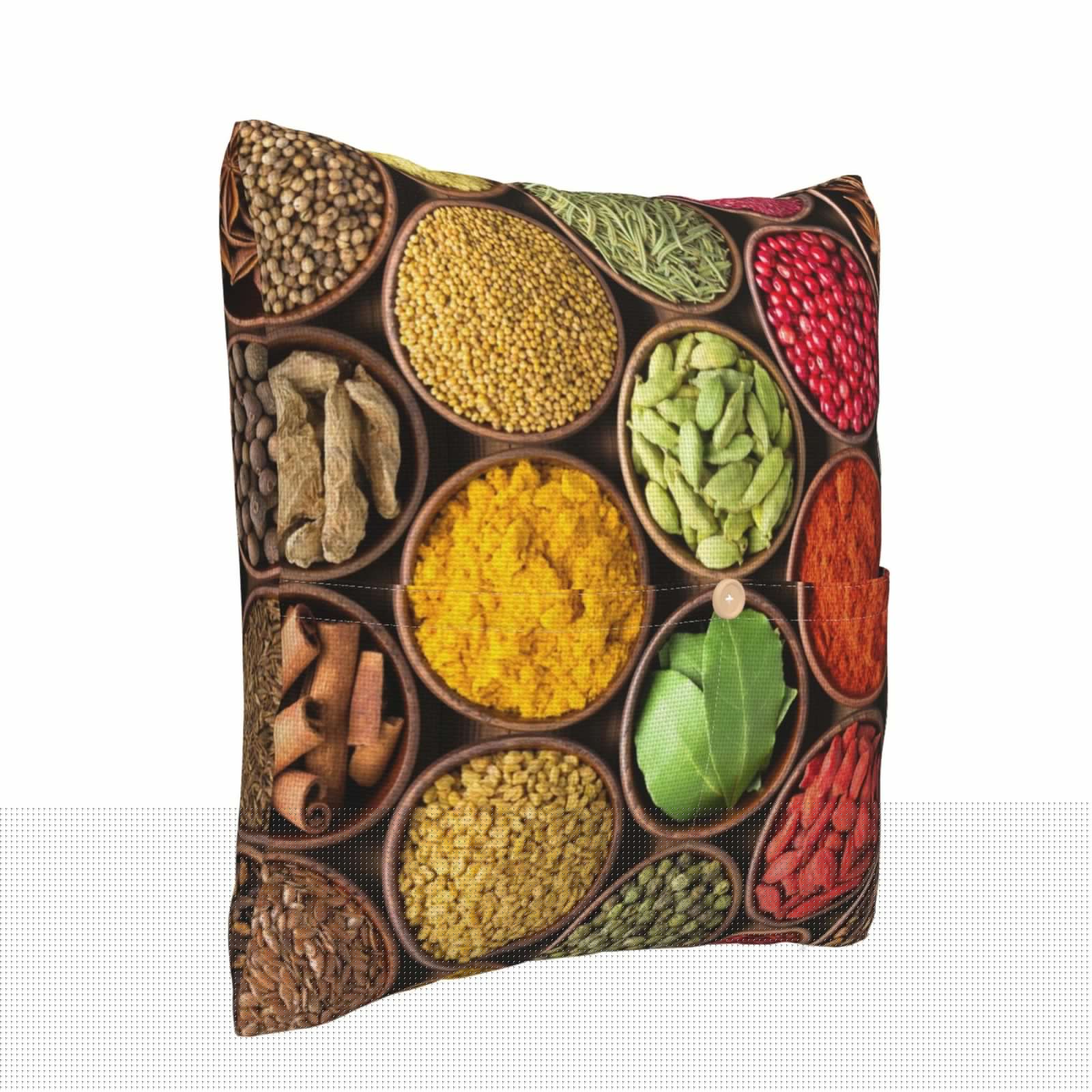 thumbnail image 2 of Bingfone Spices And Herbs Linen Throw Pillow Covers Cushion Case Pocket Button Vintage Farmhouse Pillowcase for Sofa Couch Bed 18"x18", 2 of 9