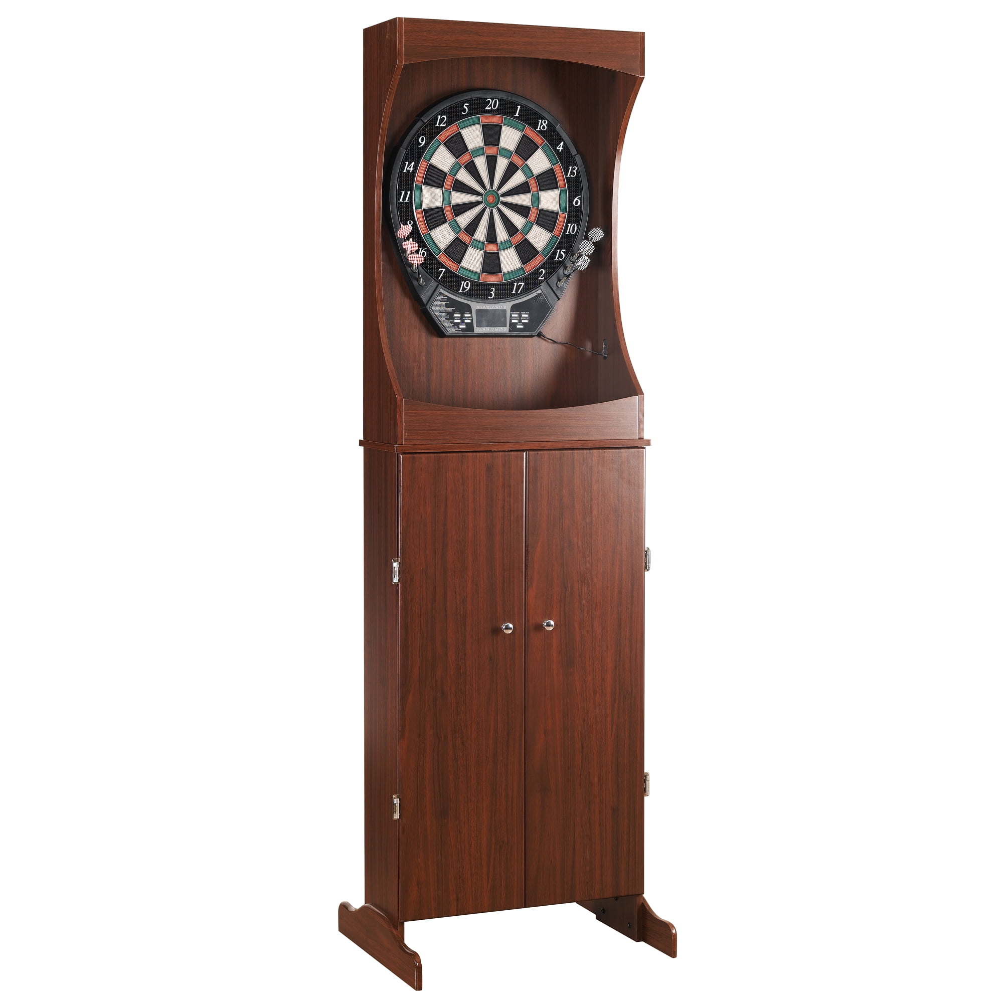 Hathaway Outlaw Free Standing Dartboard Cabinet Set Cherry