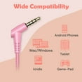 thumbnail image 3 of New bee 2PC Kids Headphones with Microphone, HD Stereo, Safe Volume Limit 85dB/94dB, Eco-Friendly, Foldable, Adjustable Headband, 3.5mm Jack for School /PC/Mac/Tablet (Pink&Blue), 3 of 18